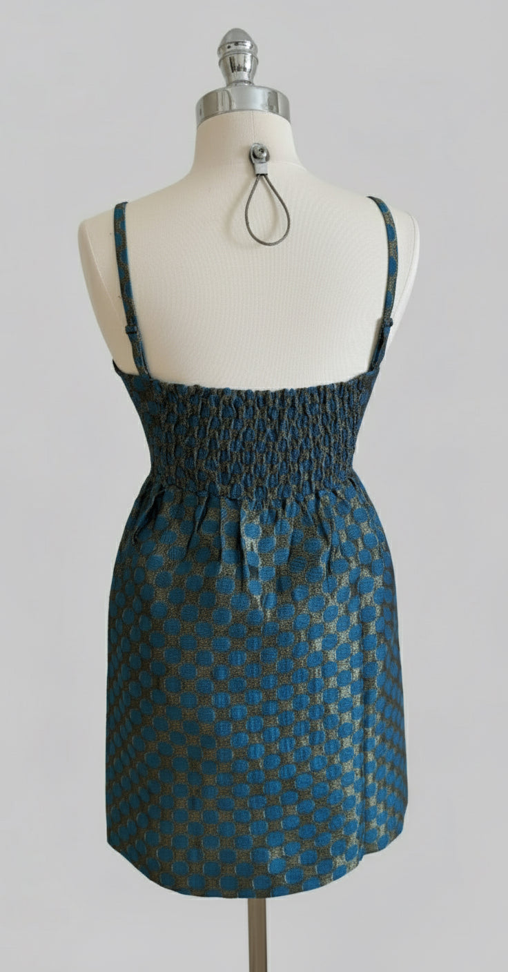 Gold and Teal blue Jacquard Dress
