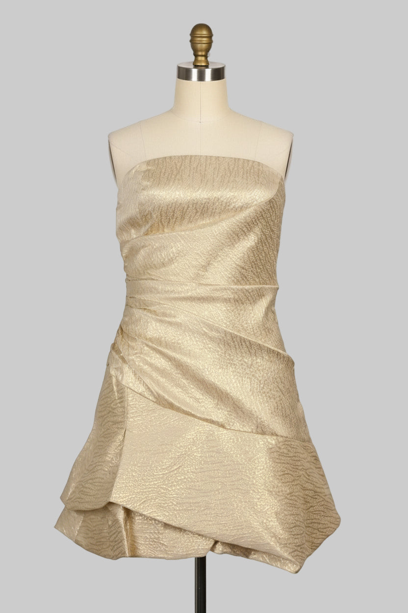 Gold Origami Strapless Dress