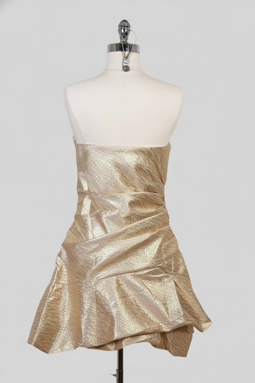 Gold Origami Strapless Dress