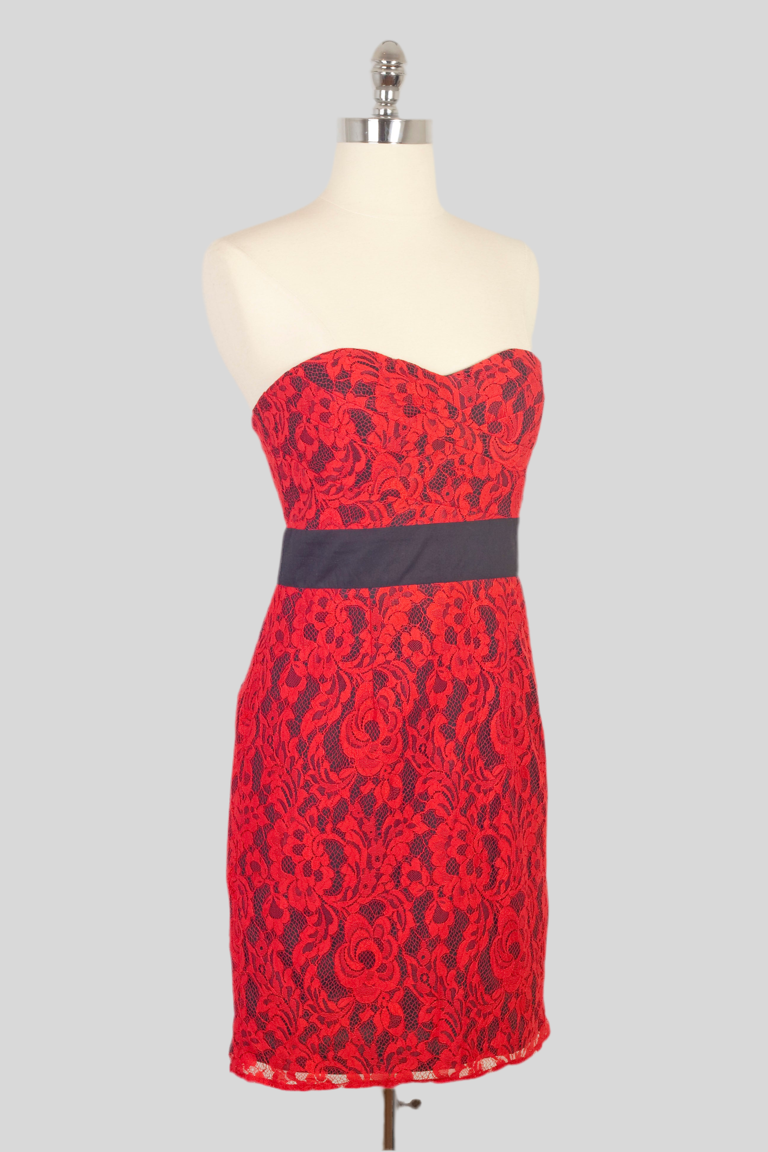 Bandeau Red Lace Dress
