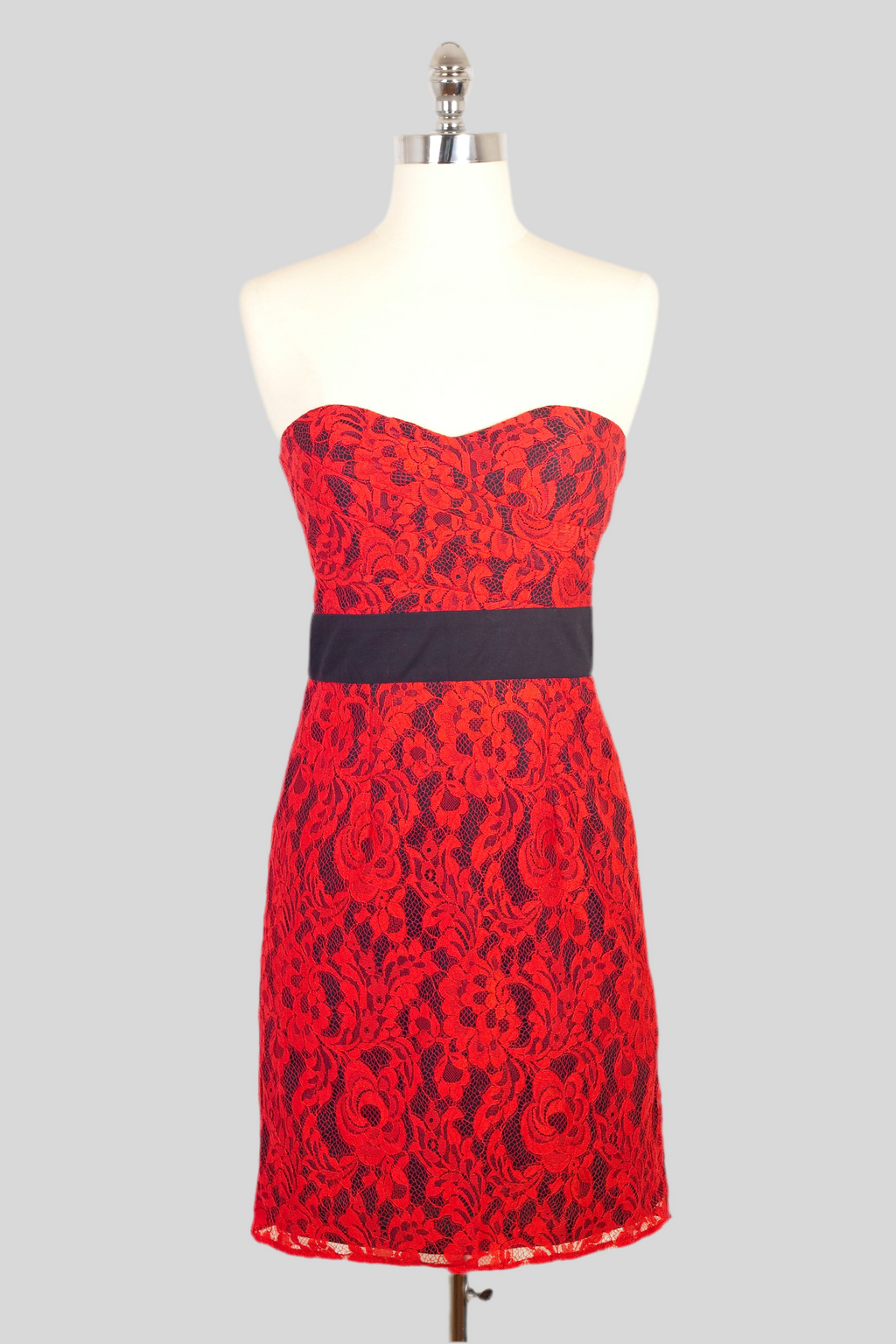 Bandeau Red Lace Dress