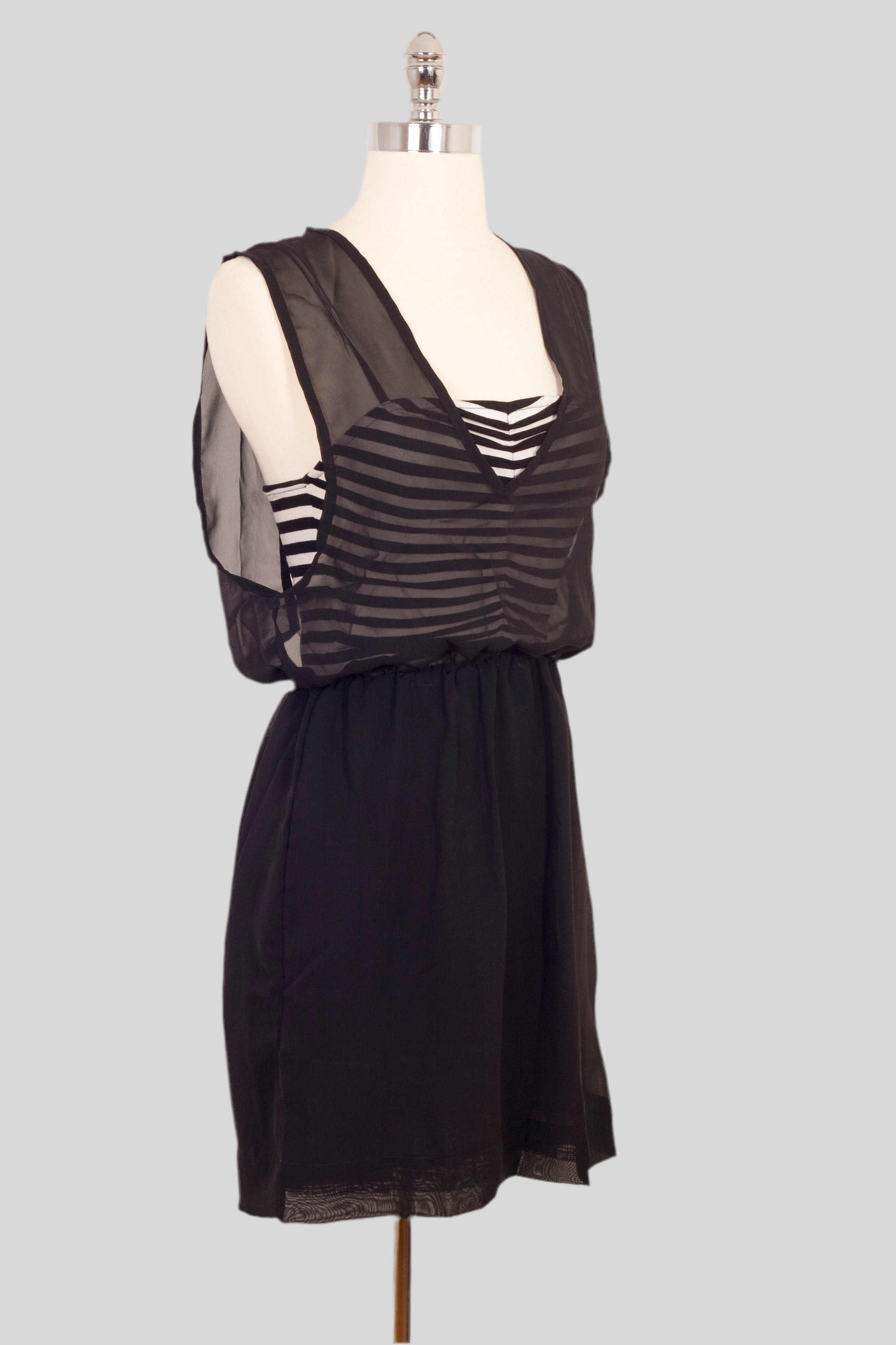 Black Striped Vest Dress