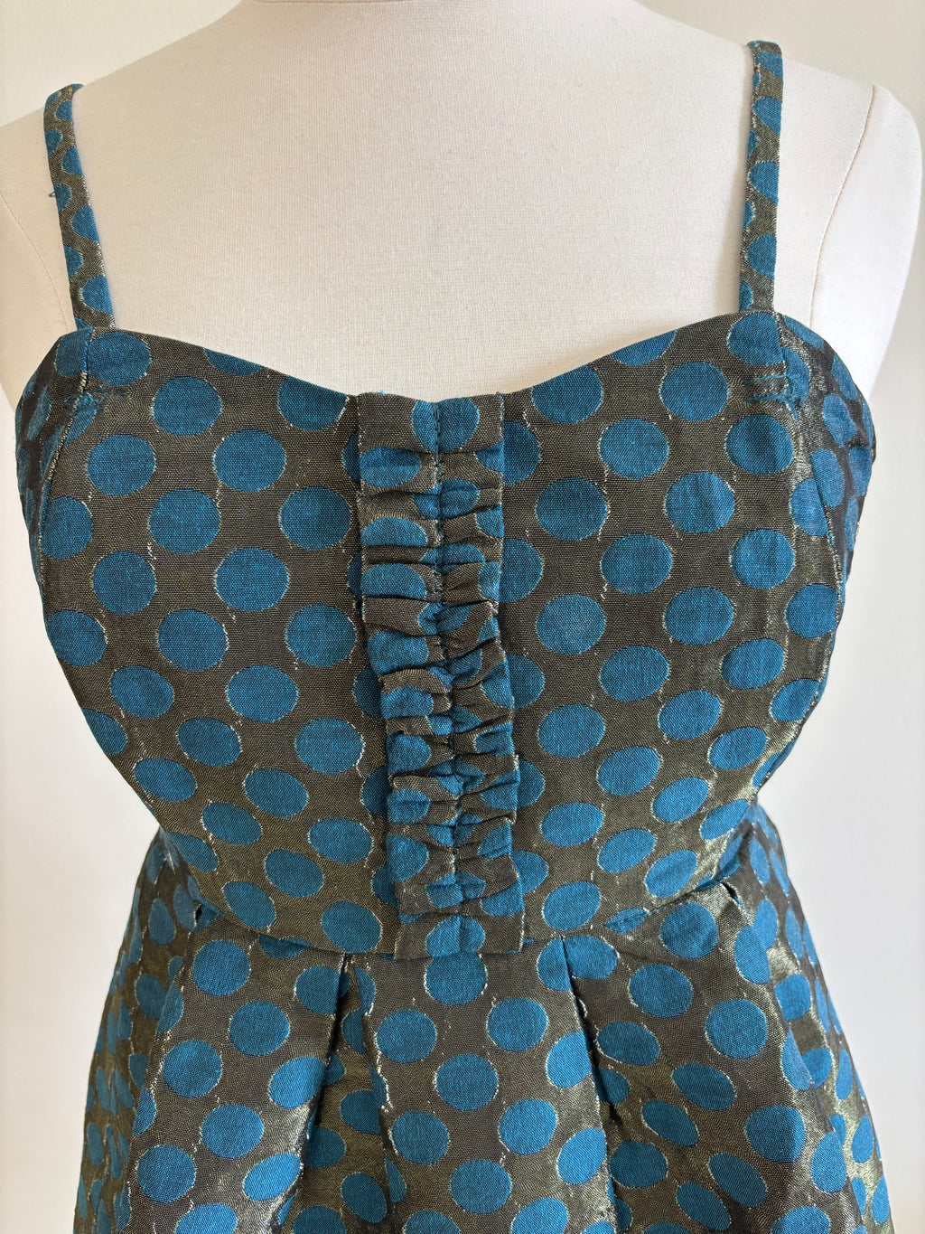 Gold and Teal blue Jacquard Dress